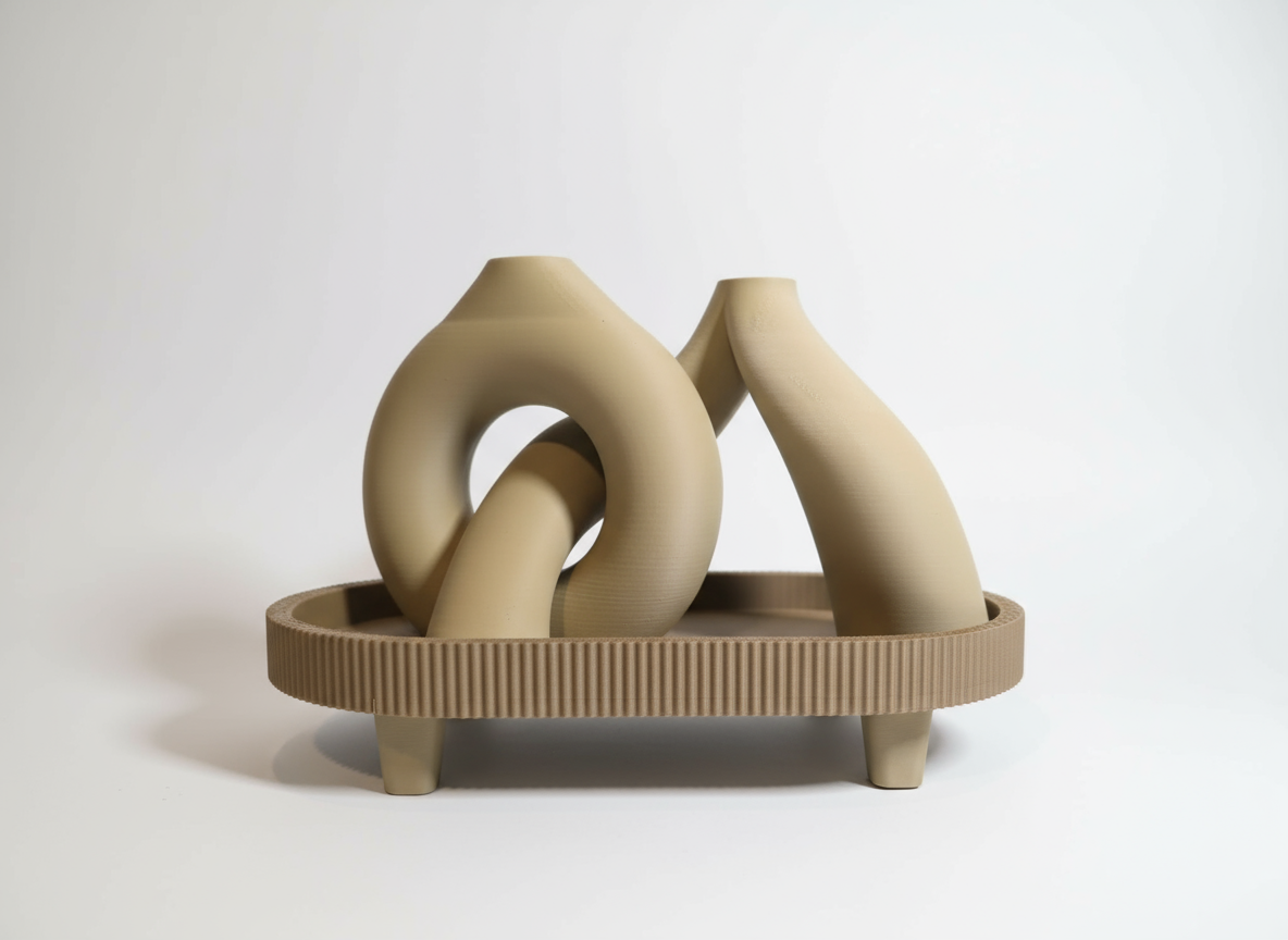 Professionele productfoto van beige decoratief object