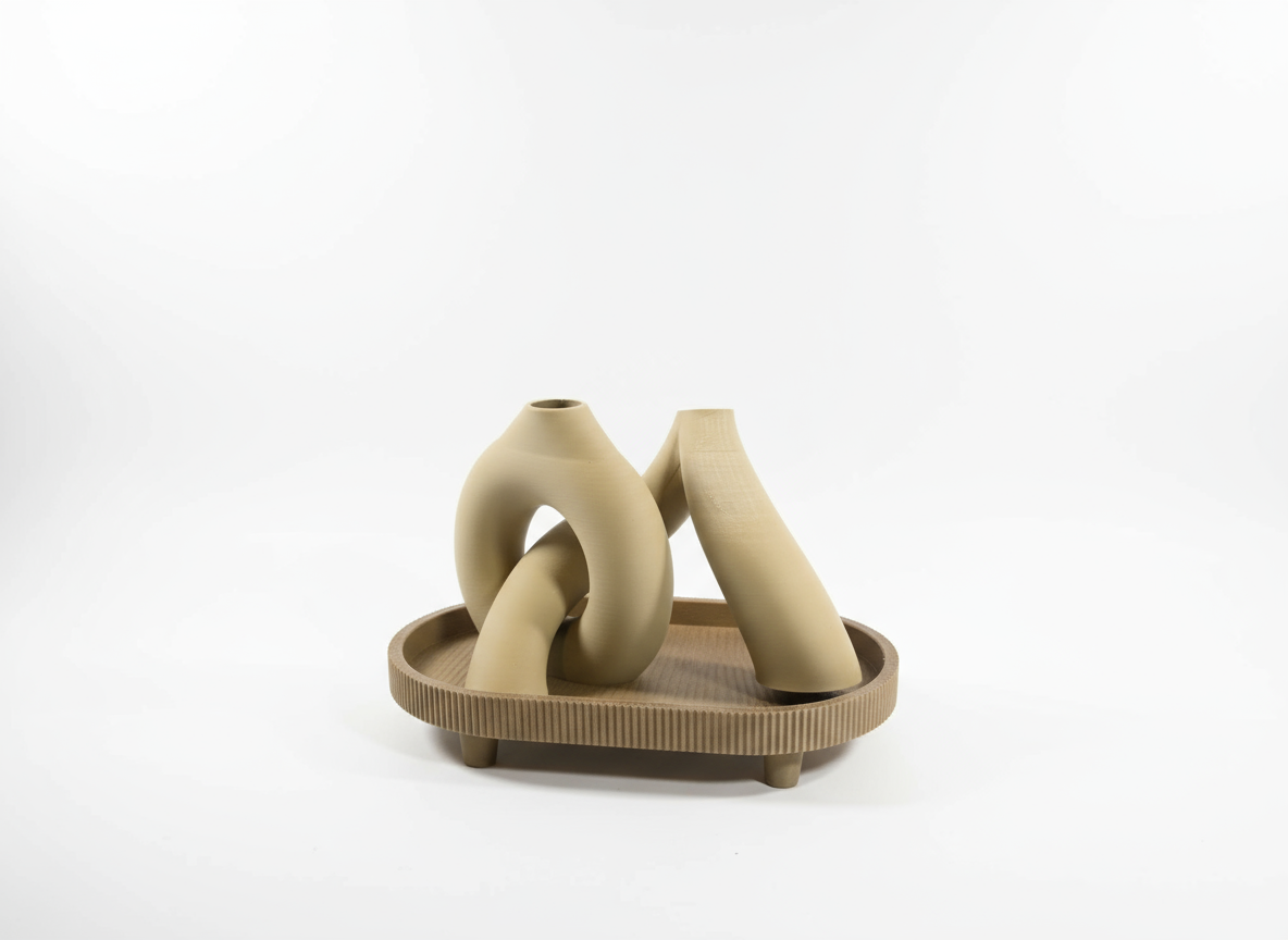 Professionele productfoto van beige decoratief sculptuurset